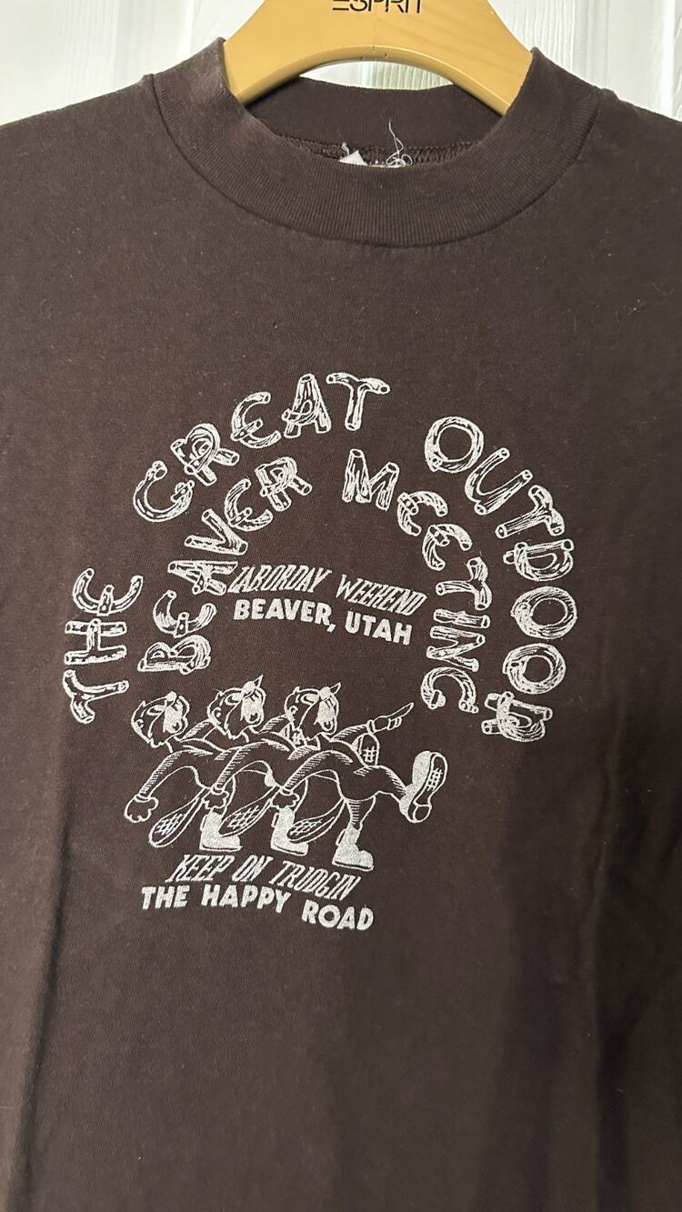 Vintage Brown Beaver Utah Graphic T-Shirt Single Stitch